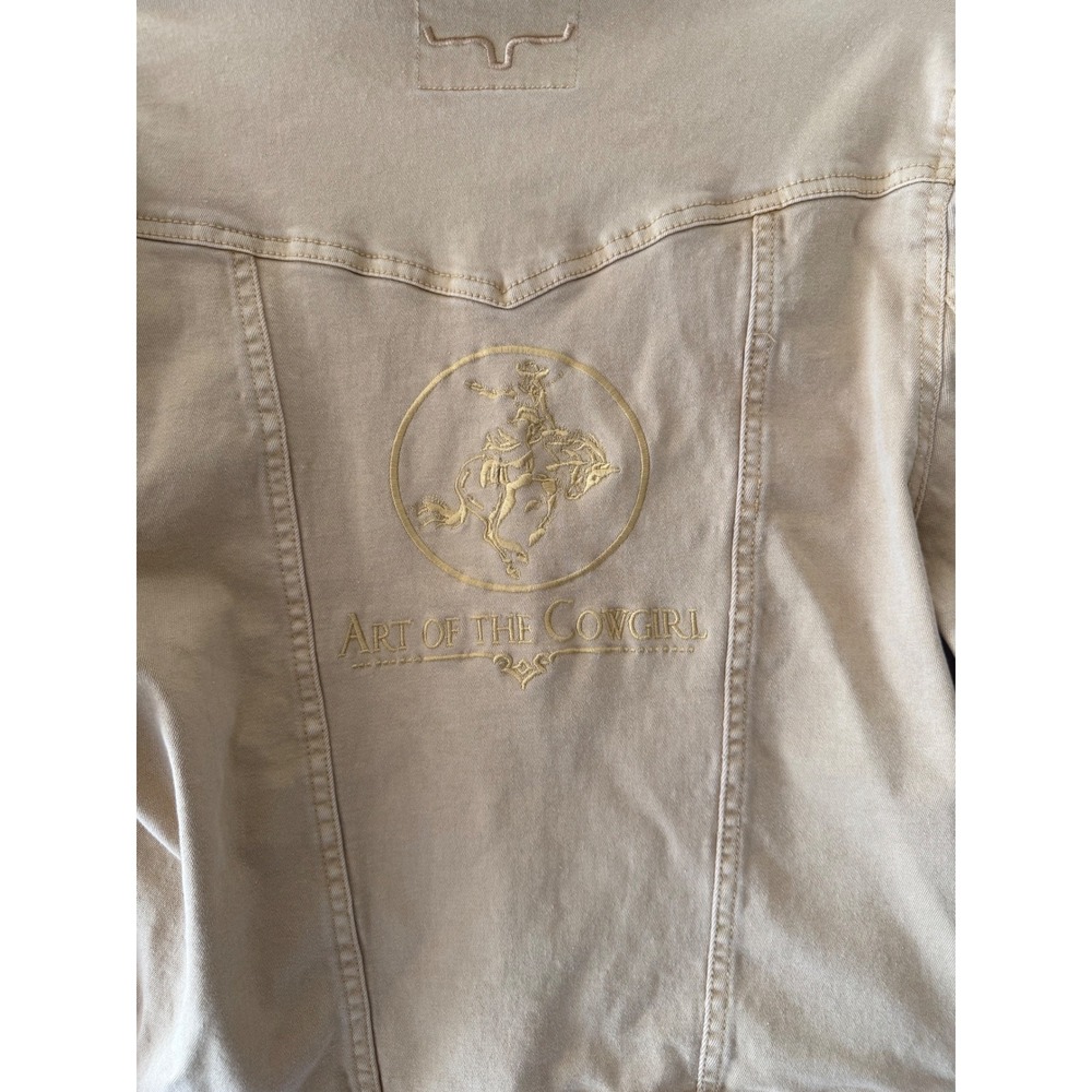 Kimes Ranch Art of the Cowgirl Tan Denim Jacket Medium Western Rodeo - Picture 8 of 10